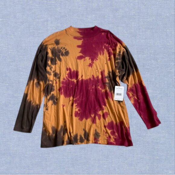 NWT We the Free Be Free Tie-Dyed Long-Sleeve T-Shirt Size XS in French Roast - Picture 1 of 7